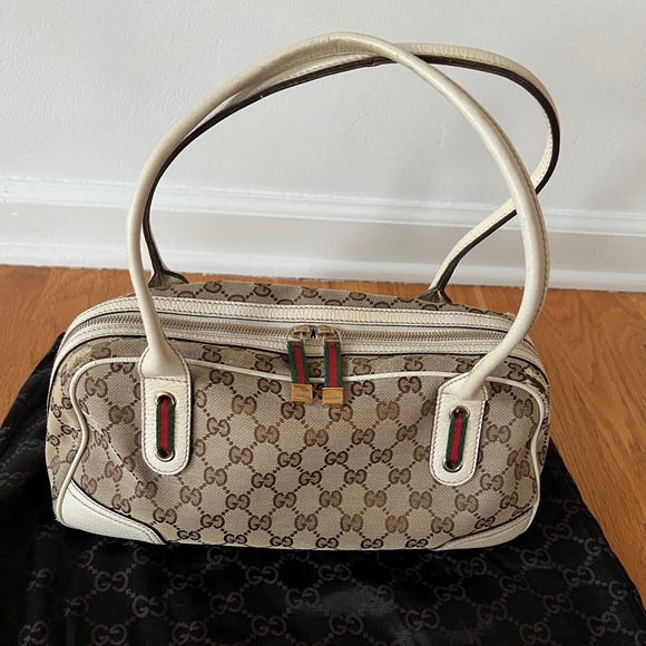 Gucci GG Canvas Princy Shoulder Bag Red Green bow White Beige with dust bag - Picture 3 of 15